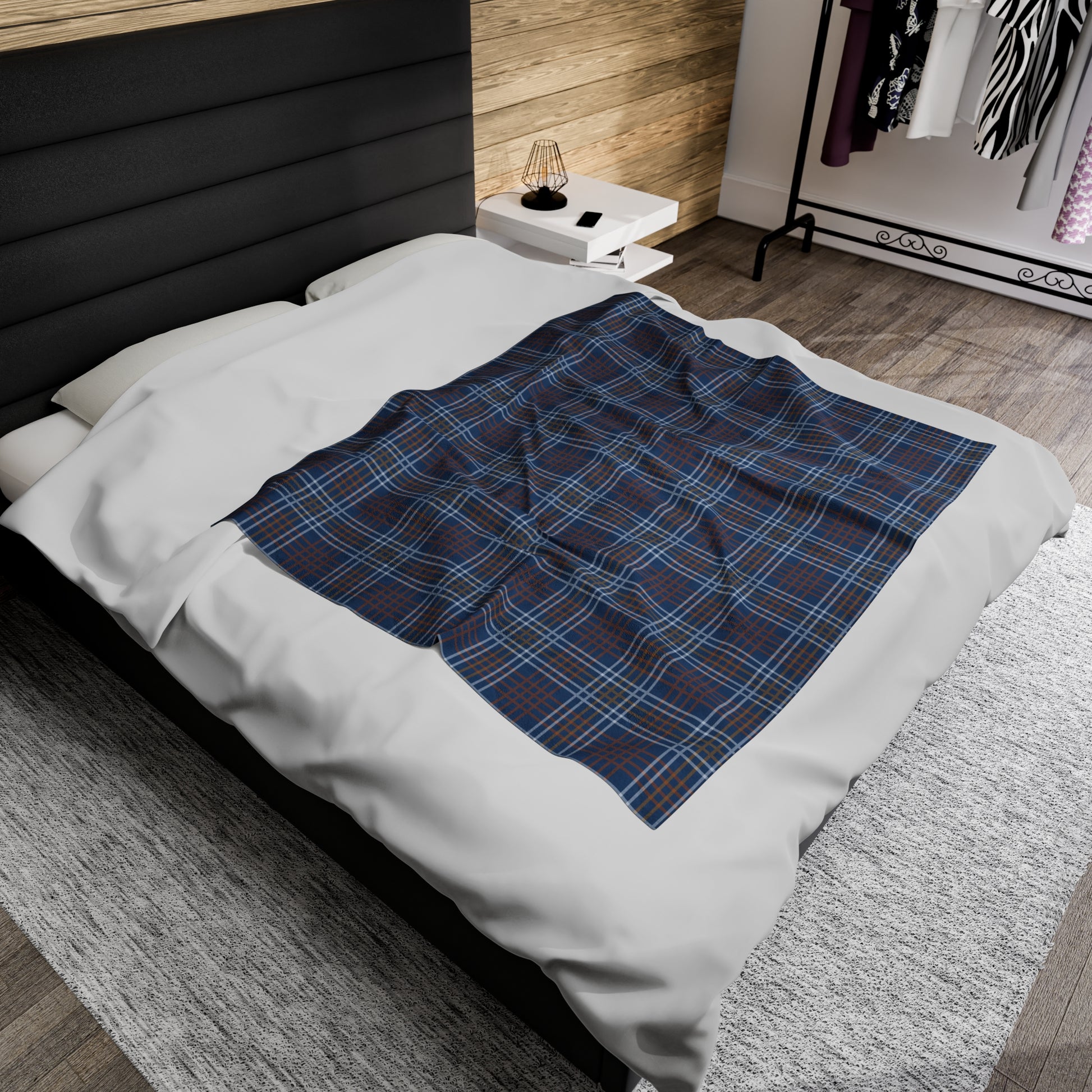 Custom Dark Blue Striped Plush Velveteen Plaid Blanket – Cozy, Soft, and Perfect for Personalized Gifts | 50x60 - Signature Keepsake Designs
