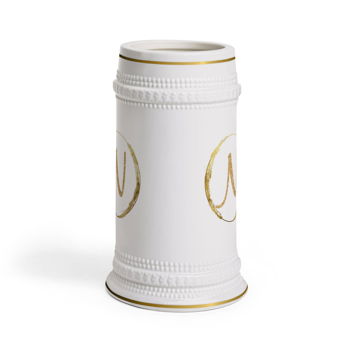 Letter N - Personalized Beer Stein Mug – Custom Initial Ceramic Stein with Gold Accents | Perfect Gift for Beer Lovers
