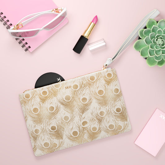 Collector's Vault: Golden Plume | Gold Feather-Patterned Clutch Bag | Luxe Accent Piece for Elegant Evenings