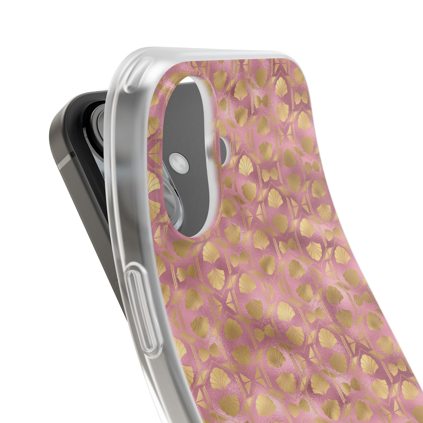 Collector's Vault: Blush Horizon | Soft, Pastel Pink & Gold iPhone Case | Shock-Absorbing TPU Protective Cover, Slim & Wireless Charging Compatible, All iPhone Sizes