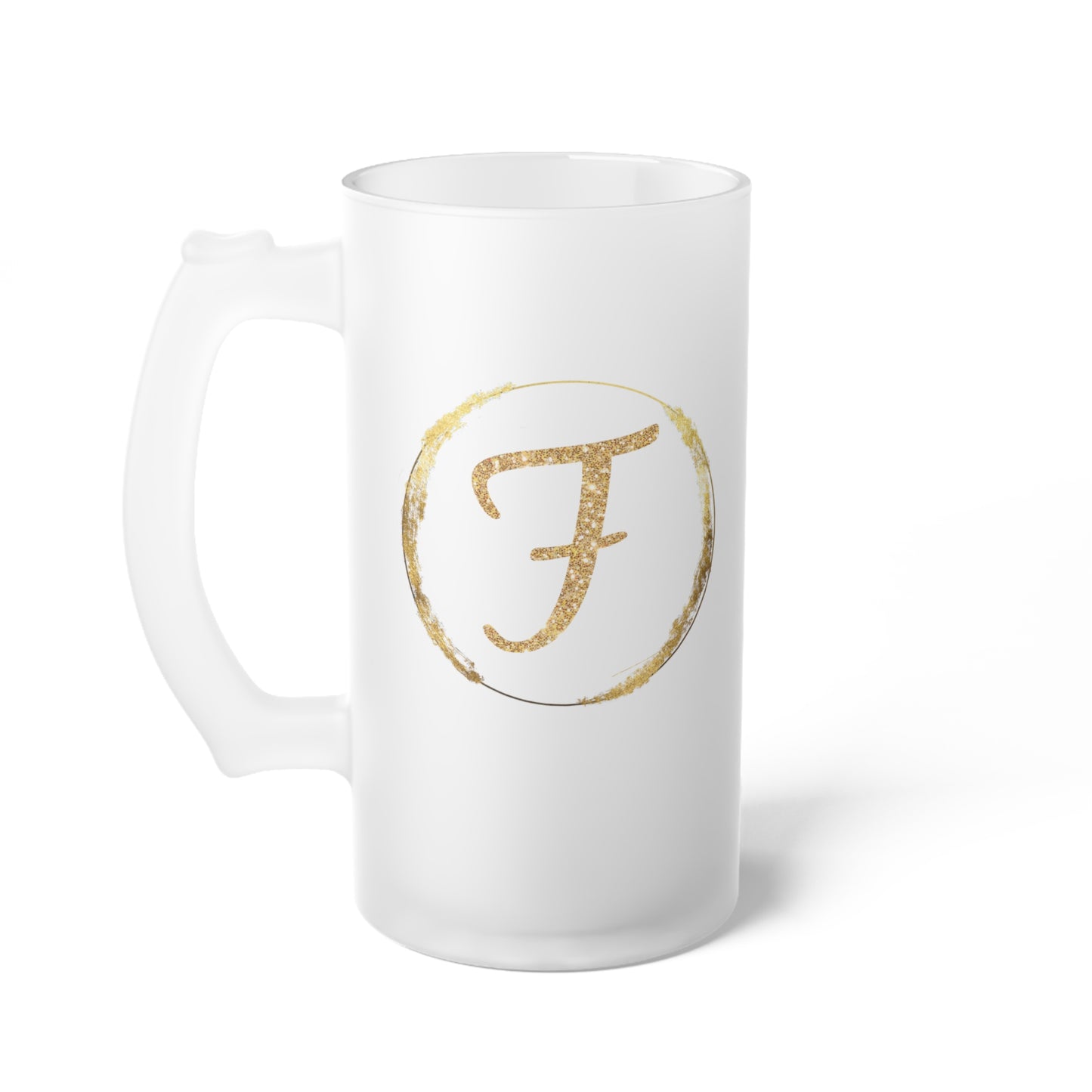 Letter F - Personalized 16oz Frosted Glass Mug – Stylish, Microwave & Dishwasher Safe Drinkware