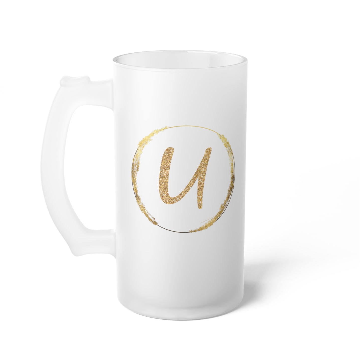 Letter U - Personalized 16oz Frosted Glass Mug – Stylish, Microwave & Dishwasher Safe Drinkware