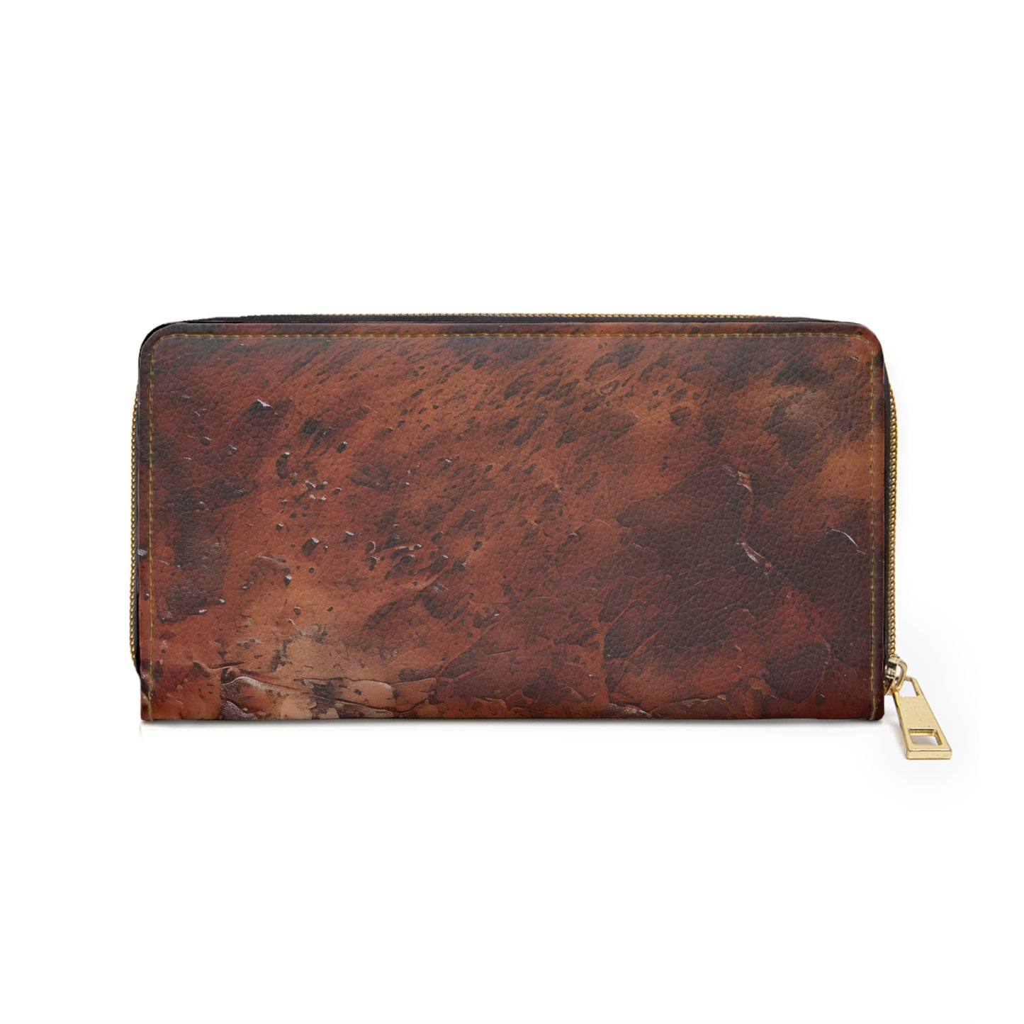 Vault Exclusive: Monarch Dynasty | Burnished Mahogany Textured Zipper Wallet | Regal Patina for Distinctive Taste