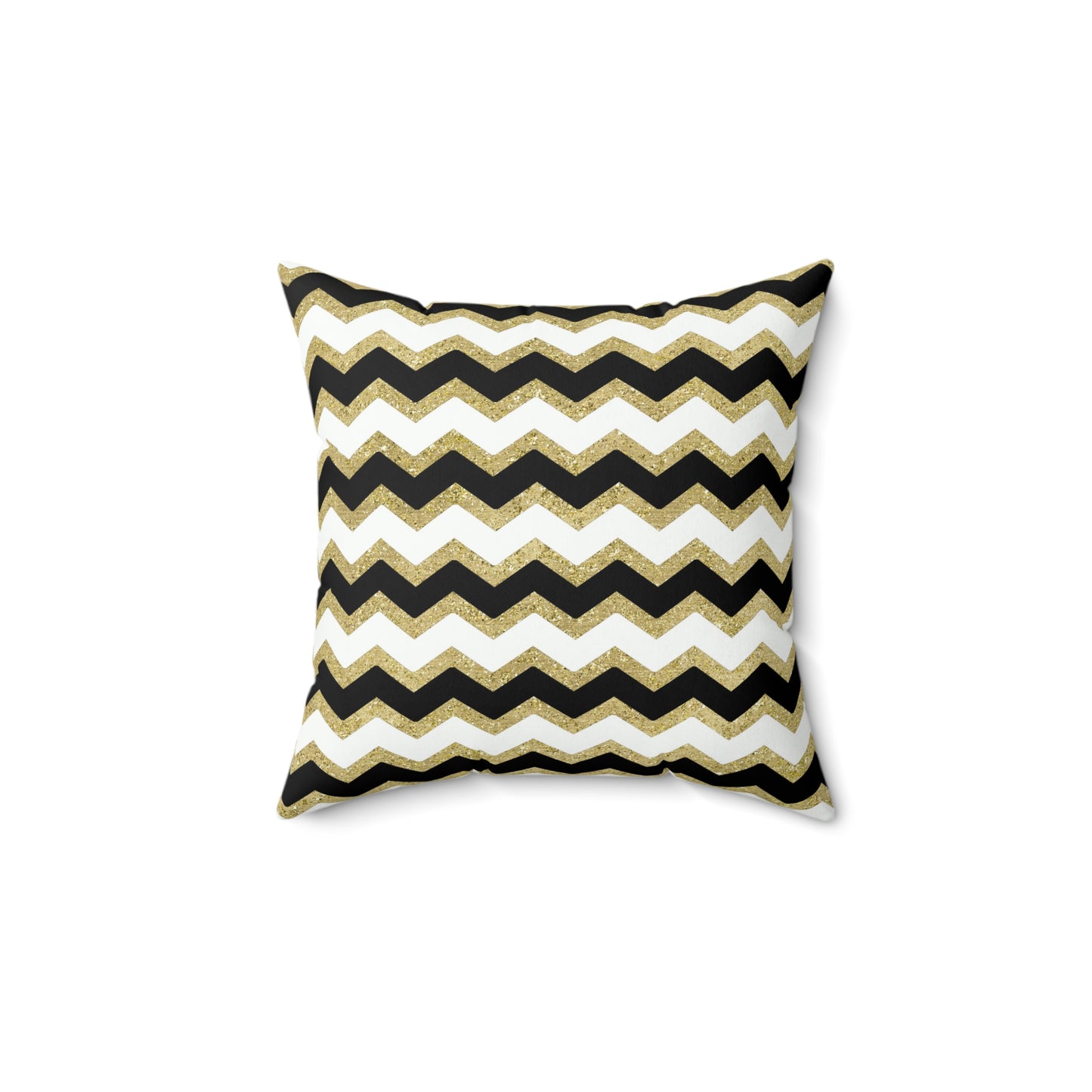 Gold Black Zigzag Custom Spun Polyester Square Pillow – Stylish Double-Sided Home Décor Accent for a Personalized Touch