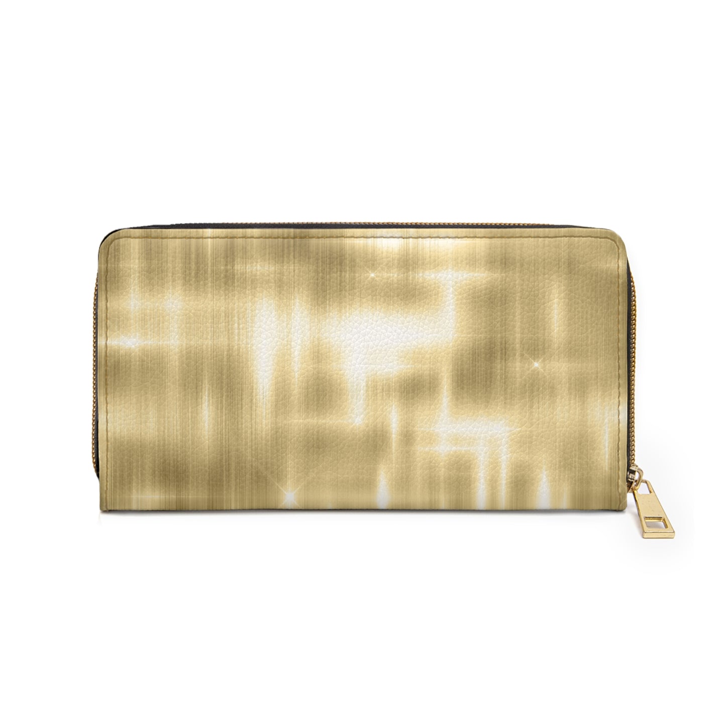 Collector's Vault: Aurum Gala | Radiant Gold Metallic Zipper Wallet | Glamorous Statement Accessory for Special Occasions