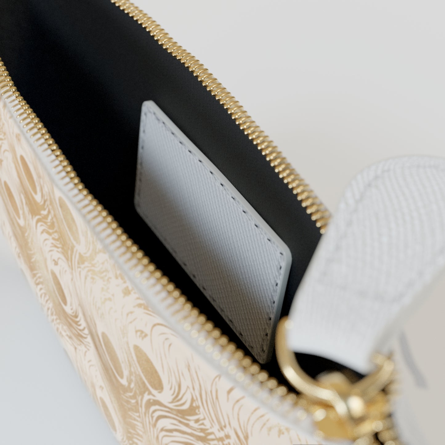 Collector's Vault: Golden Plume | Gold Feather-Patterned Mini Clutch Bag | Luxe Accent Piece for Elegant Evenings