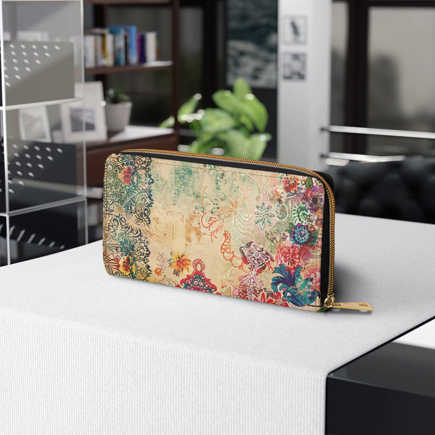 LIMITED EDITION: Timeless Tapestry | Antique Cream Floral Embroidered Zipper Wallet | Delicate Garden Luxury for Year-Round Style