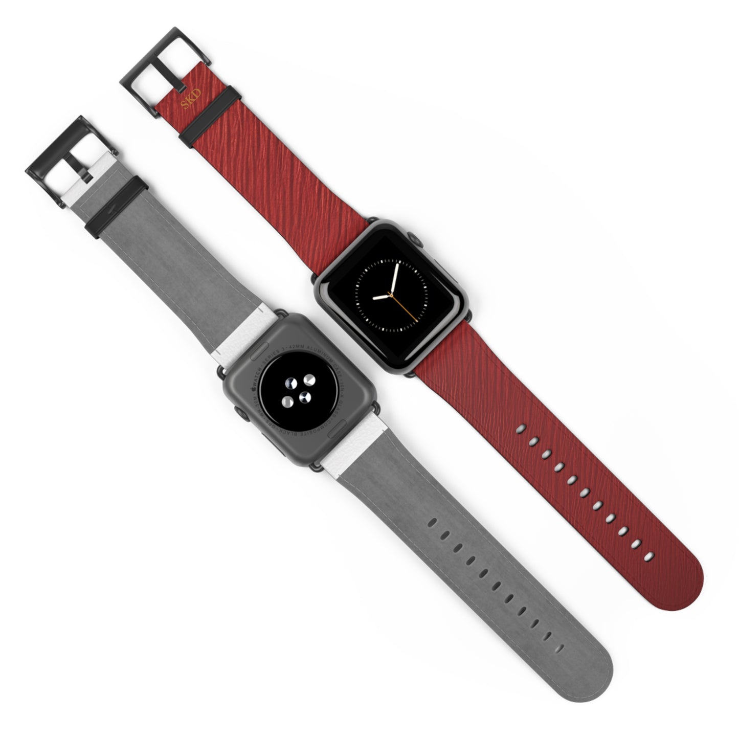 Crimson Reverie | RoHS, REACH & Intertek Certified Dark Red Luxe Apple Watch Strap | Designer Faux Leather, Stainless Steel, All Series Compatible