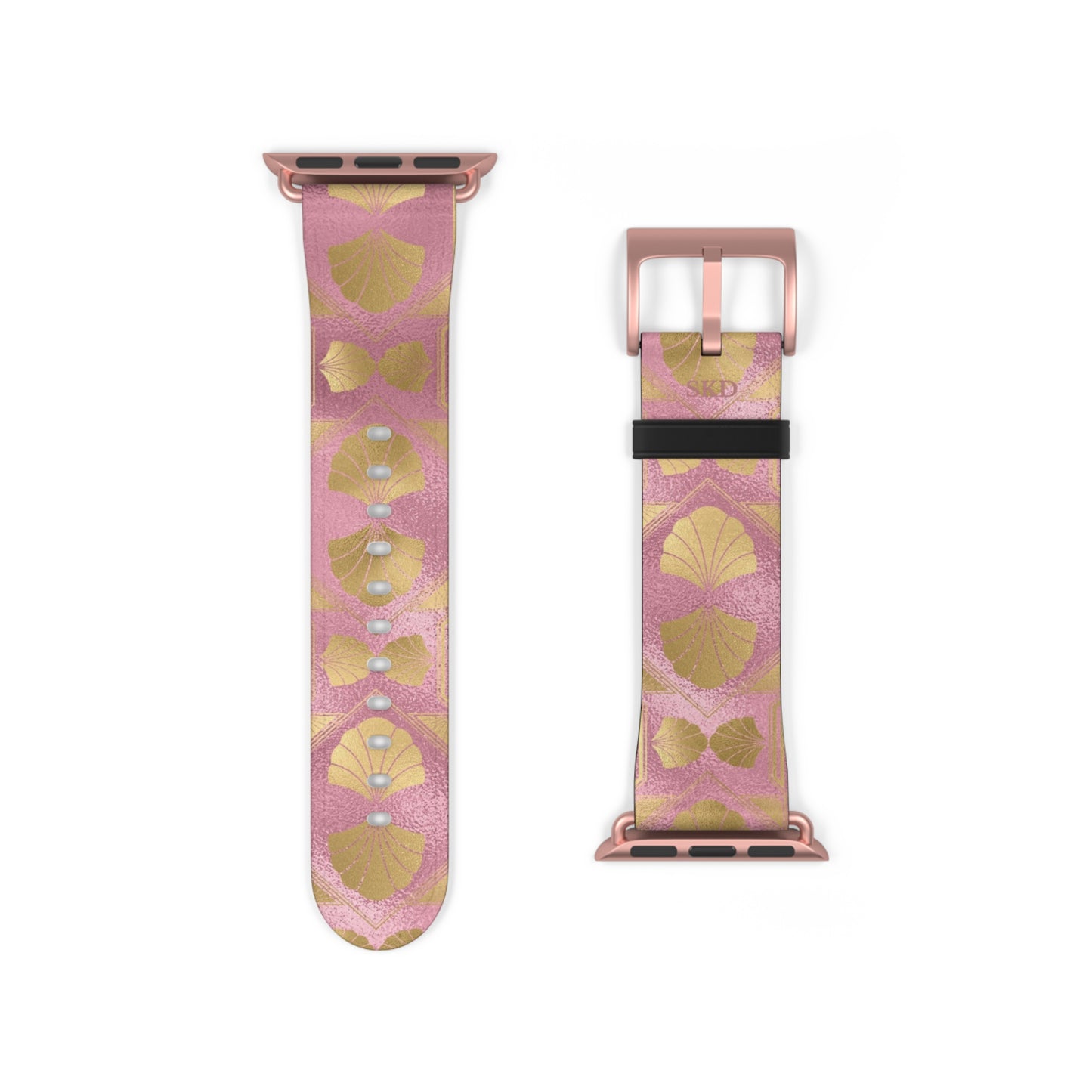 Collector's Vault: Blush Horizon | Soft Pastel Pink & Gold Apple Watch Strap, RoHS, REACH & Intertek Certified | Stainless Steel, All Series Compatible