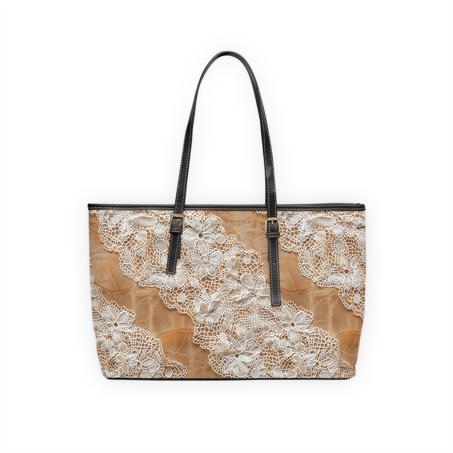 Core Collection: Demure Elegance | Soft Lace & Beige Smooth Faux Leather Shoulder Bag | Understated Luxury for Graceful Women