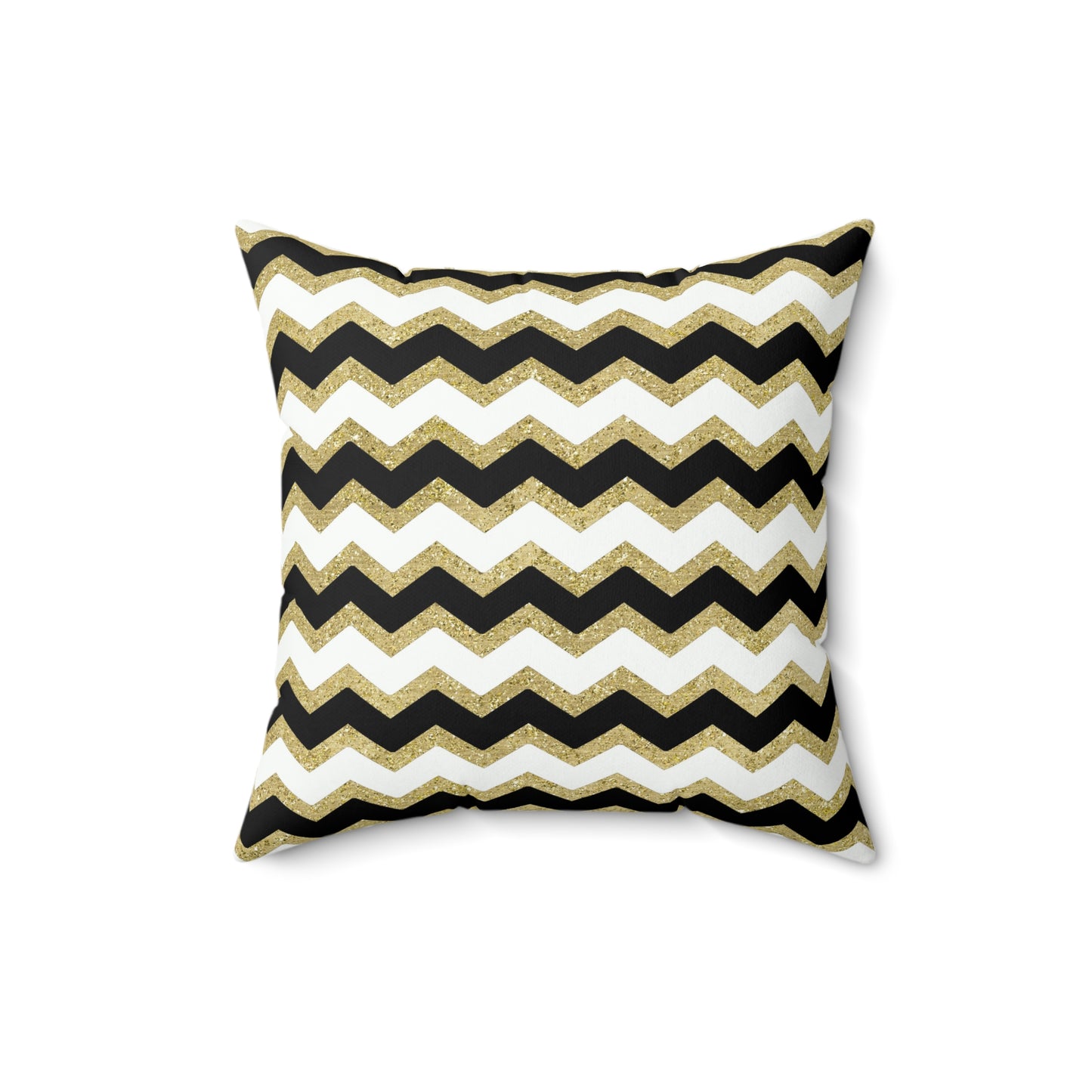 Gold Black Zigzag Custom Spun Polyester Square Pillow – Stylish Double-Sided Home Décor Accent for a Personalized Touch