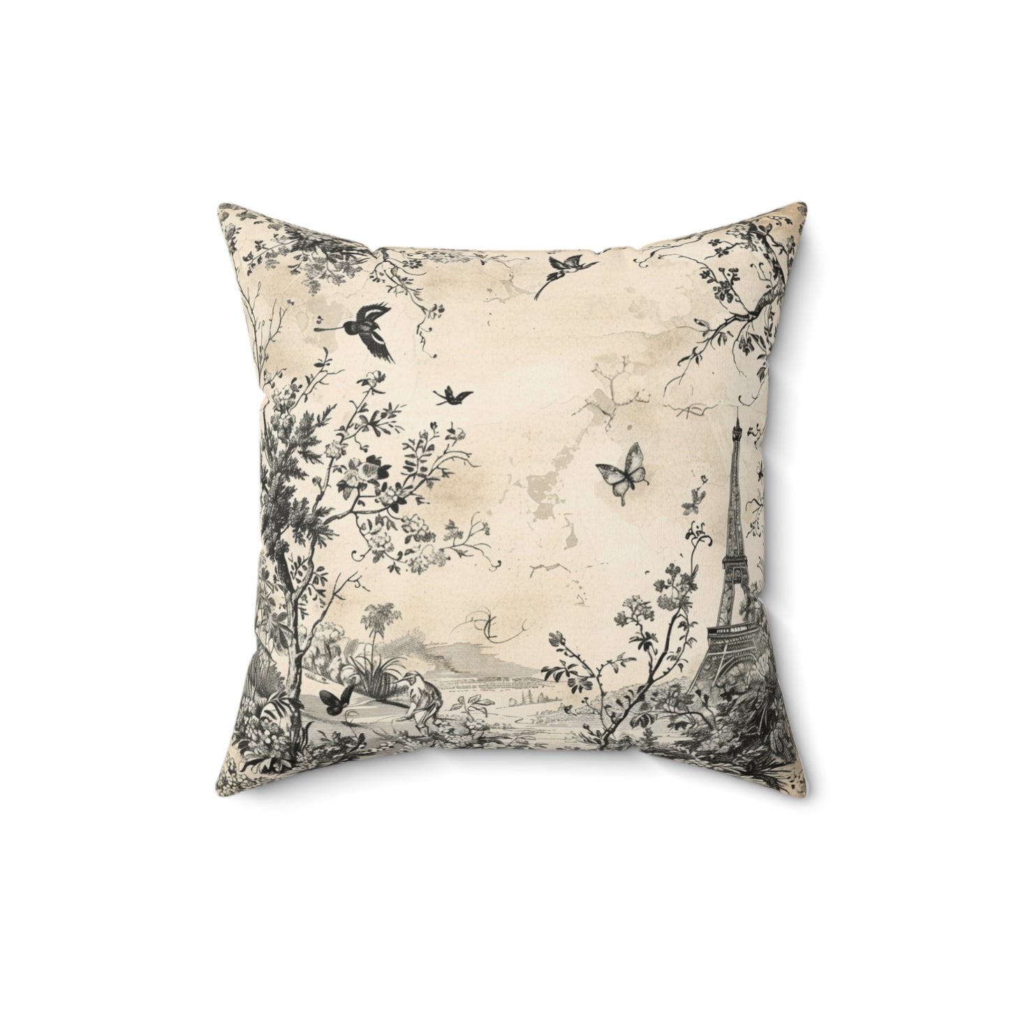 Eiffel Tower Custom Spun Polyester Square Pillow – Stylish Double-Sided Home Décor Accent for a Personalized Touch