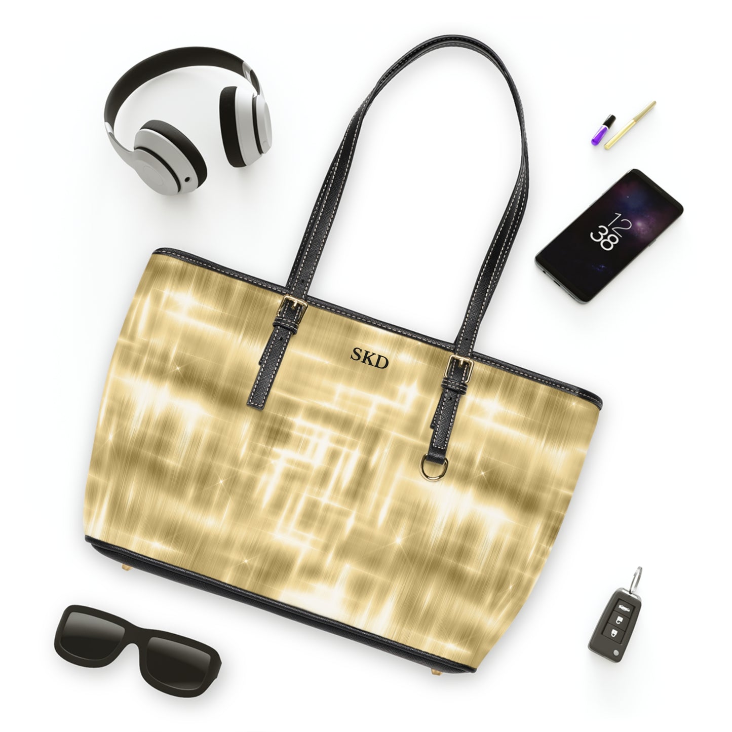 Collector's Vault: Aurum Gala | Glitter & Gold Smooth Shoulder Bag | Radiant Showpiece for Grand Occasions