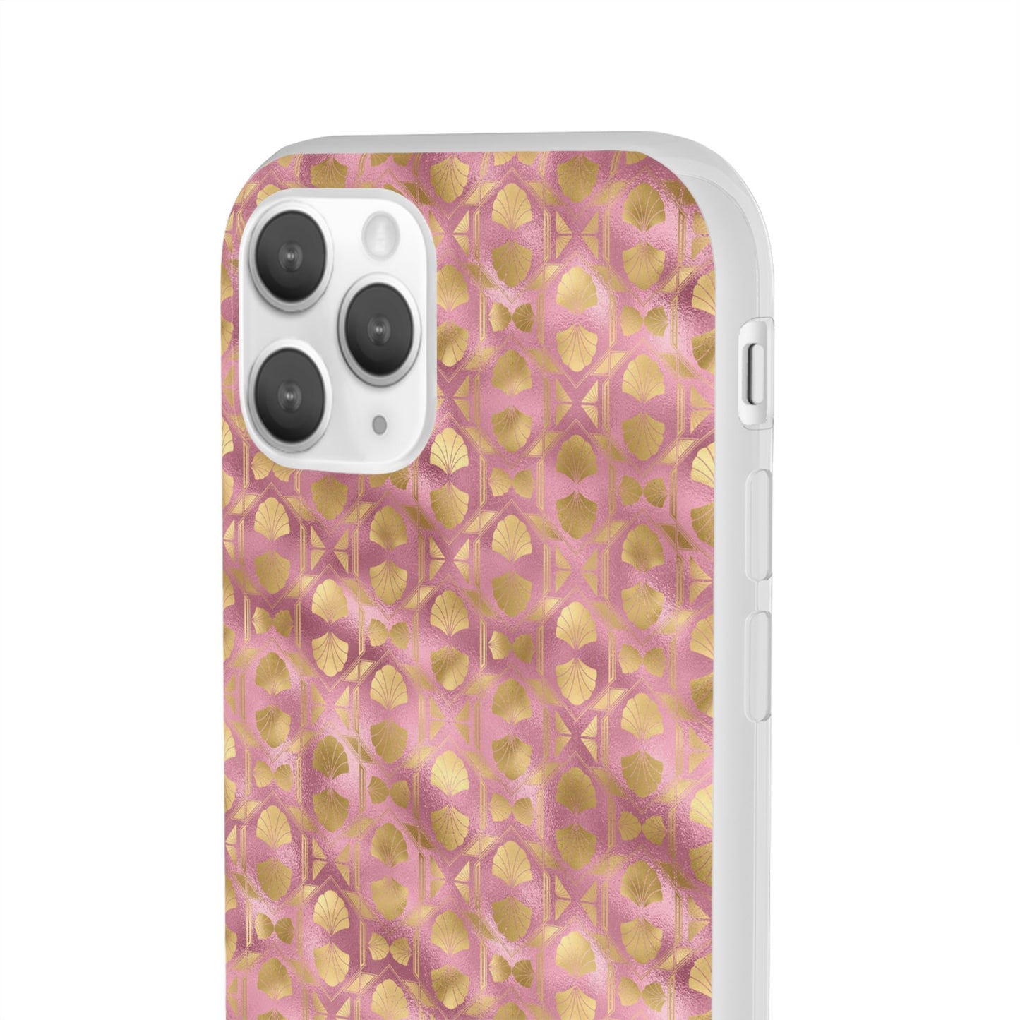 Collector's Vault: Blush Horizon | Soft, Pastel Pink & Gold iPhone Case | Shock-Absorbing TPU Protective Cover, Slim & Wireless Charging Compatible, All iPhone Sizes