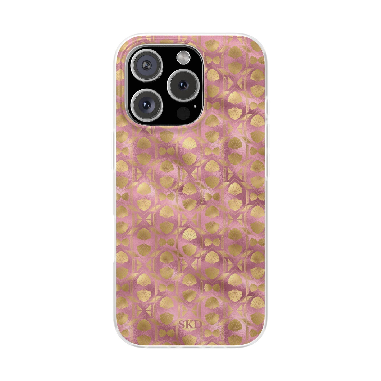 Collector's Vault: Blush Horizon | Soft, Pastel Pink & Gold iPhone Case | Shock-Absorbing TPU Protective Cover, Slim & Wireless Charging Compatible, All iPhone Sizes