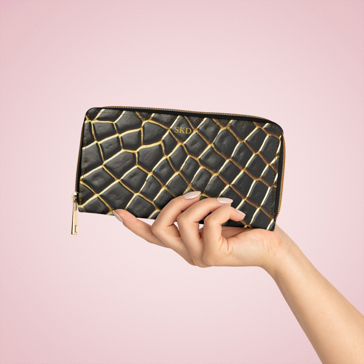 LIMITED EDITION: Obsidian Venom | Glossy Black & Gold Snake Pattern Zipper Wallet | Bold Statement of Luxe Confidence