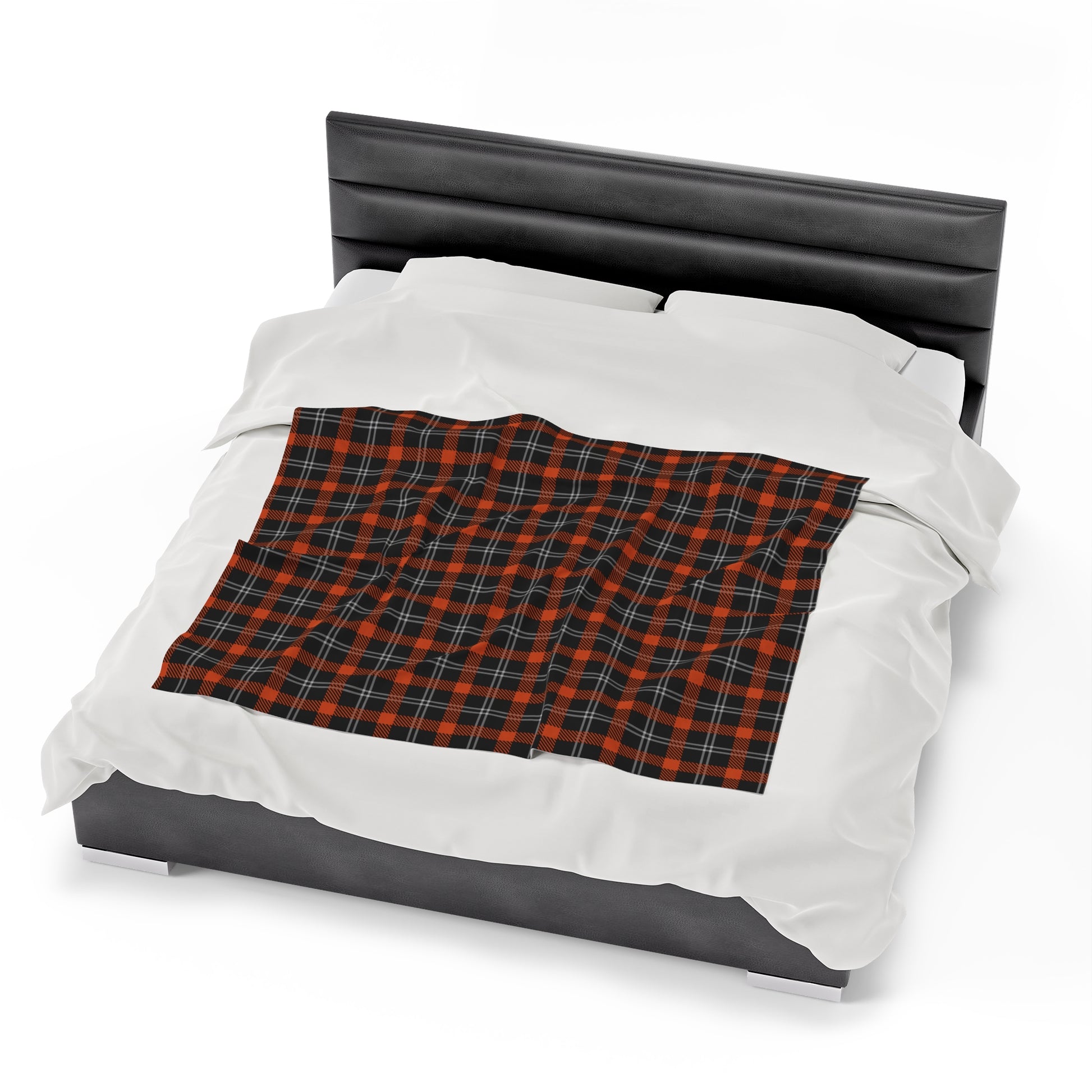 Custom Orange Black Plush Velveteen Plaid Blanket – Cozy, Soft, and Perfect for Personalized Gifts | 50x60 - Signature Keepsake Designs