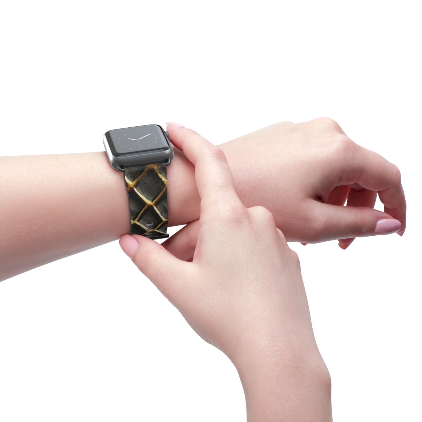 LIMITED EDITION: Obsidian Venom | Striking Black & Gold Faux Snake Leather Apple Watch Strap, RoHS, REACH, and Intertek Certified |  Stainless Steel, All Series Compatible