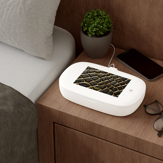 LIMITED EDITION: Obsidian Venom | Striking Black & Gold Faux Snake UV Phone Sanitizer & Wireless Charging Pad | Elegant Dual-Function Case for Phones, Keys & Jewelry – 99% Germ Elimination