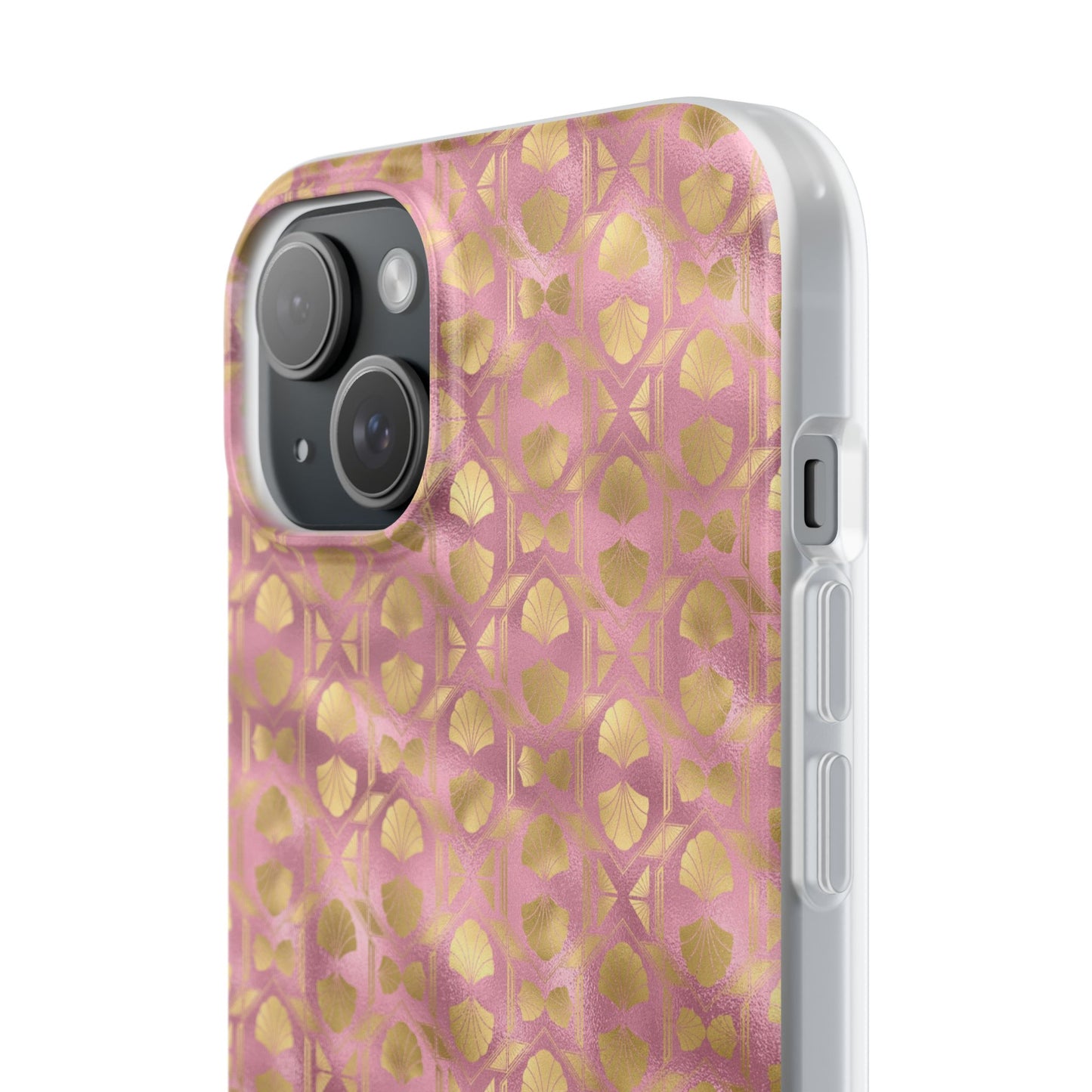 Collector's Vault: Blush Horizon | Soft, Pastel Pink & Gold iPhone Case | Shock-Absorbing TPU Protective Cover, Slim & Wireless Charging Compatible, All iPhone Sizes