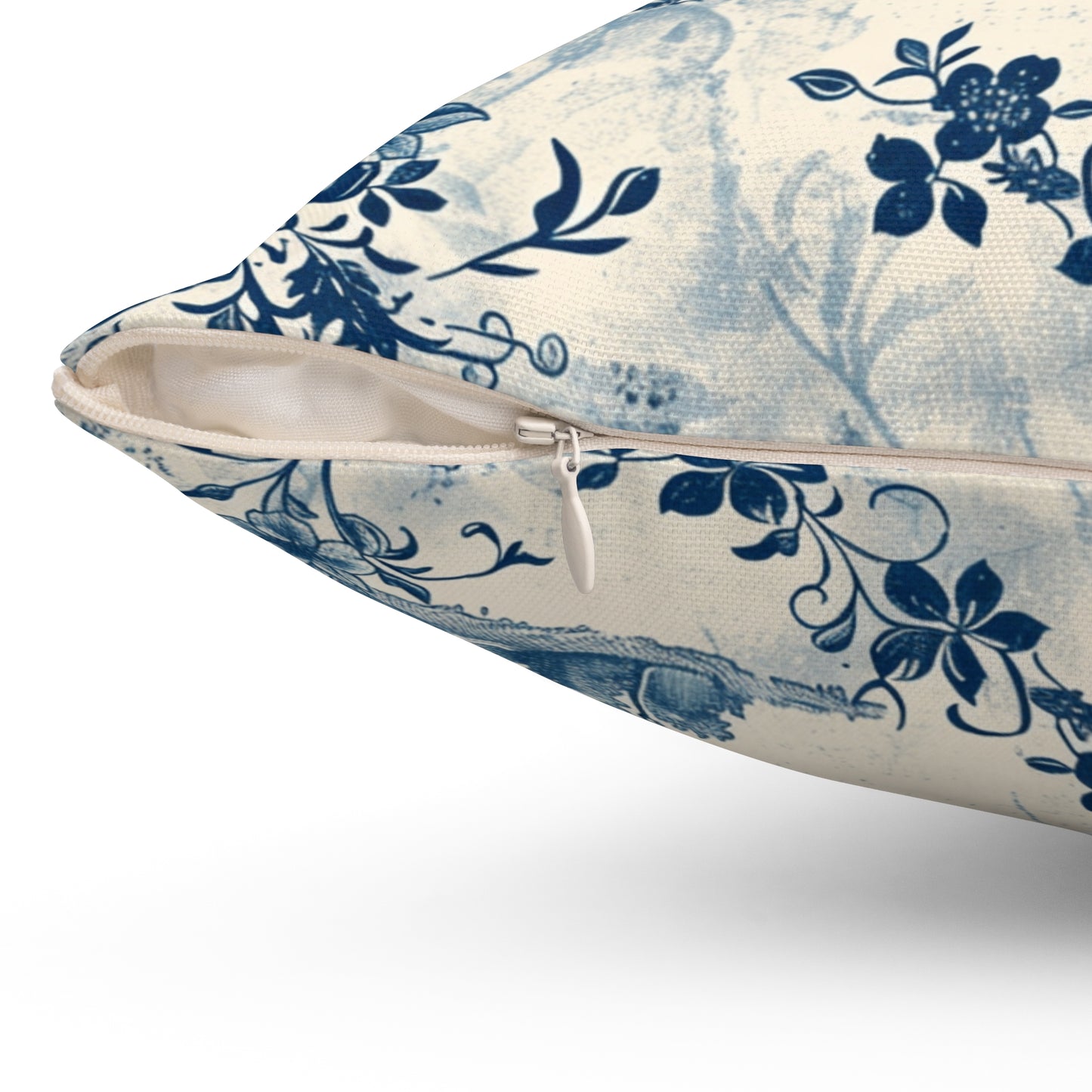 Blue Bird Chinoiserie Custom Spun Polyester Square Pillow – Stylish Double-Sided Home Décor Accent for a Personalized Touch - Bird Chinoiserie