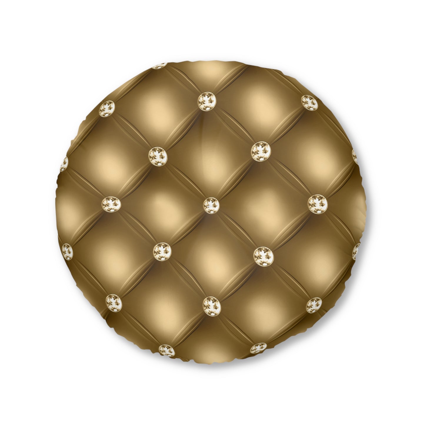 Gilded Royale | Golden Tufted Round Pillow with Jewel Accents | Opulent Statement for Luxurious Interiors