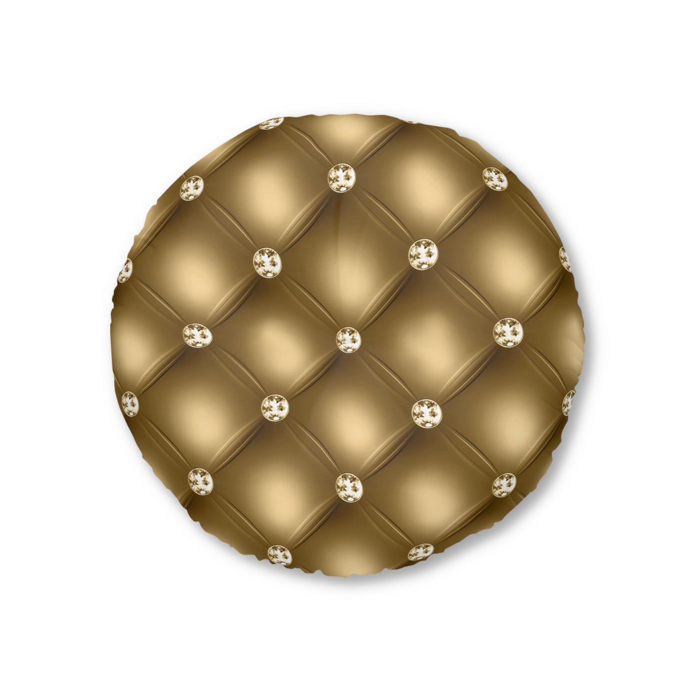 Gilded Royale | Golden Tufted Round Pillow with Jewel Accents | Opulent Statement for Luxurious Interiors