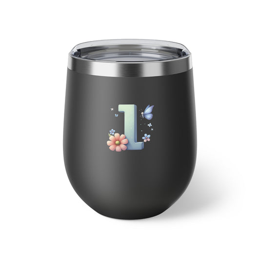 Letter I - Personalized Whimsical Butterfly Copper Vacuum Insulated Cup, 12 oz – Perfect for Weddings