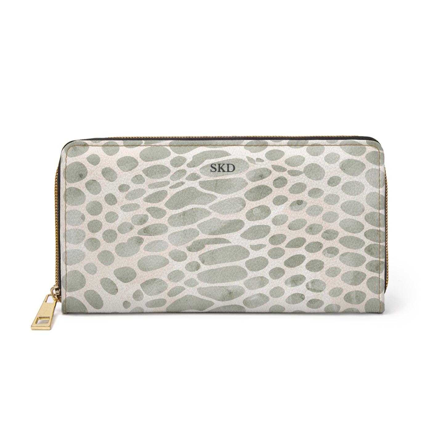Core Collection: Pale Venom | Soft Sage-Taupe Faux Snake Zipper Wallet | Subtle Exotic Edge for Discerning Taste