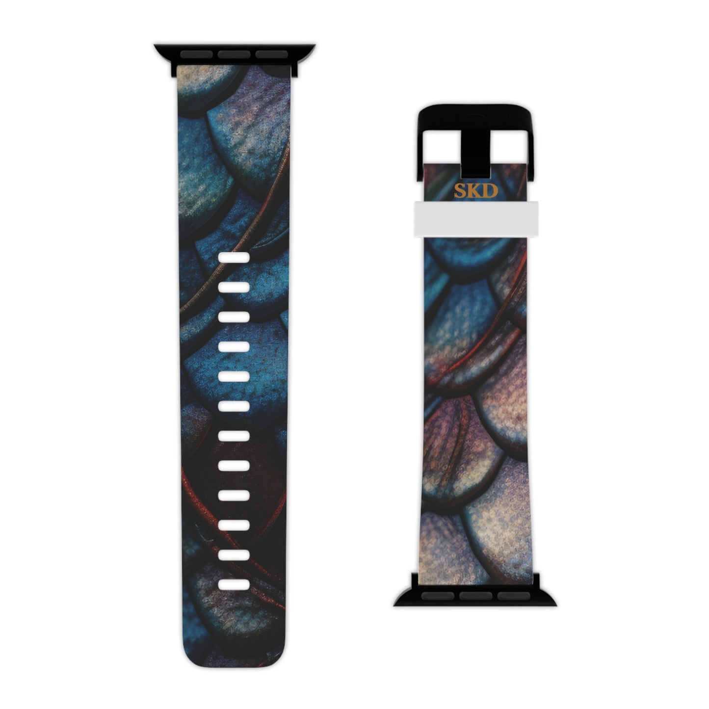 LIMITED EDITION: Enchanting Mystique | Digital Couture Multi-Color Dragon Scale Apple Watch Band (Blue Version) | Adjustable Strap, Sweat-Resistant & Compatible with All Series