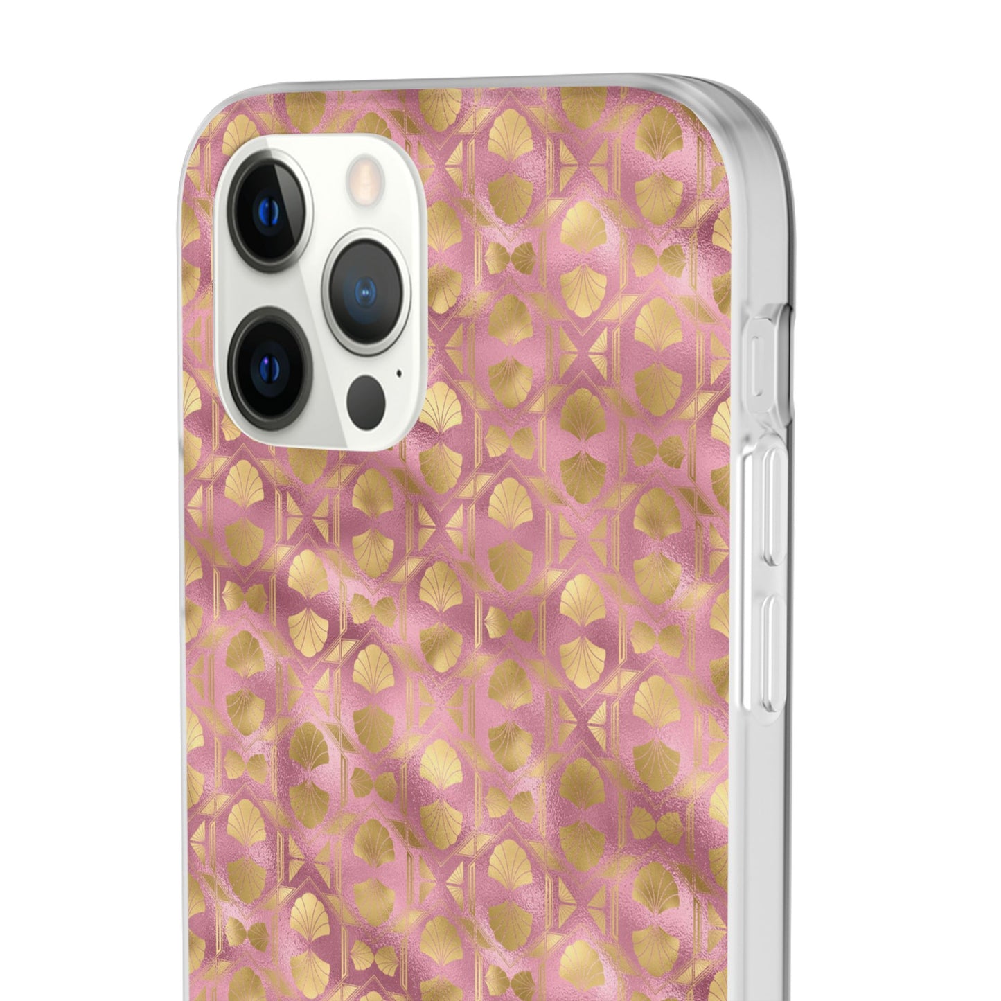 Collector's Vault: Blush Horizon | Soft, Pastel Pink & Gold iPhone Case | Shock-Absorbing TPU Protective Cover, Slim & Wireless Charging Compatible, All iPhone Sizes