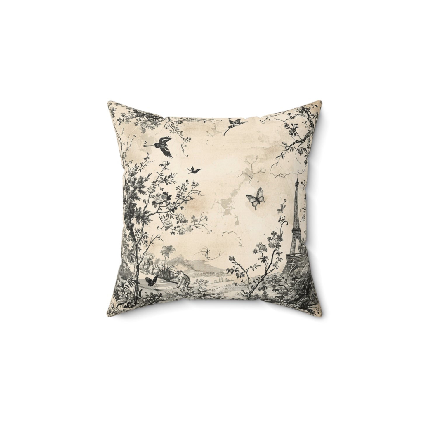 Eiffel Tower Custom Spun Polyester Square Pillow – Stylish Double-Sided Home Décor Accent for a Personalized Touch