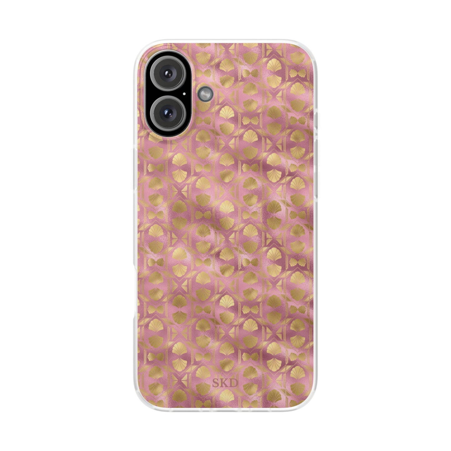 Collector's Vault: Blush Horizon | Soft, Pastel Pink & Gold iPhone Case | Shock-Absorbing TPU Protective Cover, Slim & Wireless Charging Compatible, All iPhone Sizes