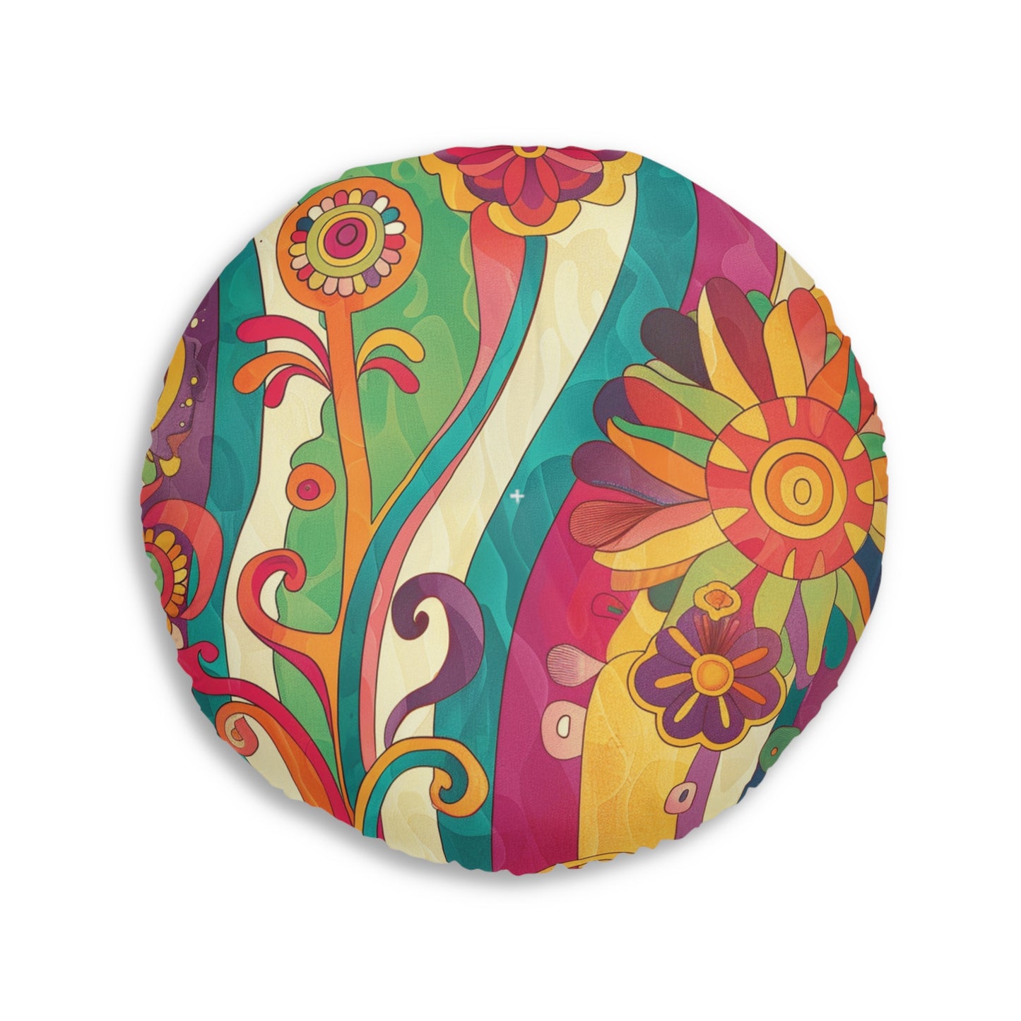 1970s-Inspired Round Tufted Floor Pillow | Vintage Glamour Meets Modern Comfort