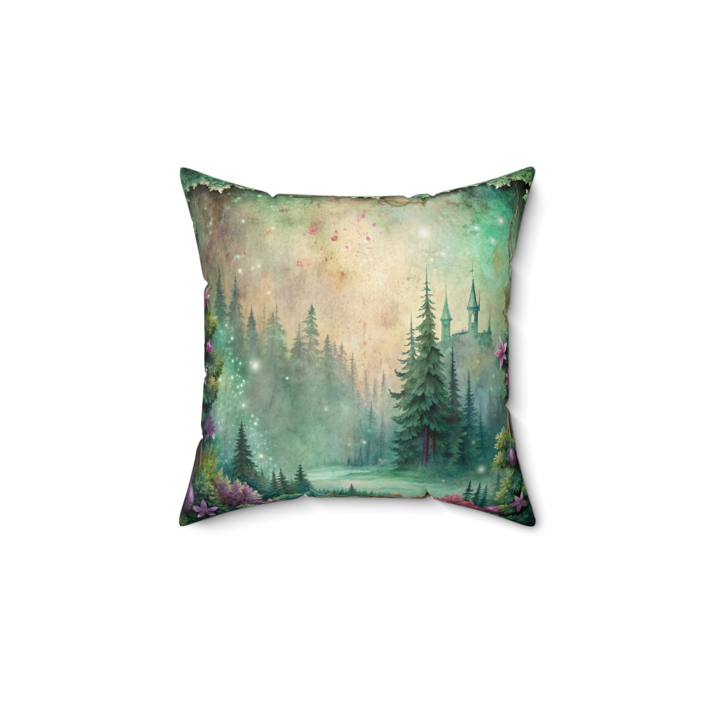Custom Spun Polyester Square Pillow – Stylish Double-Sided Home Décor Accent for a Personalized Touch - Fairy Forest