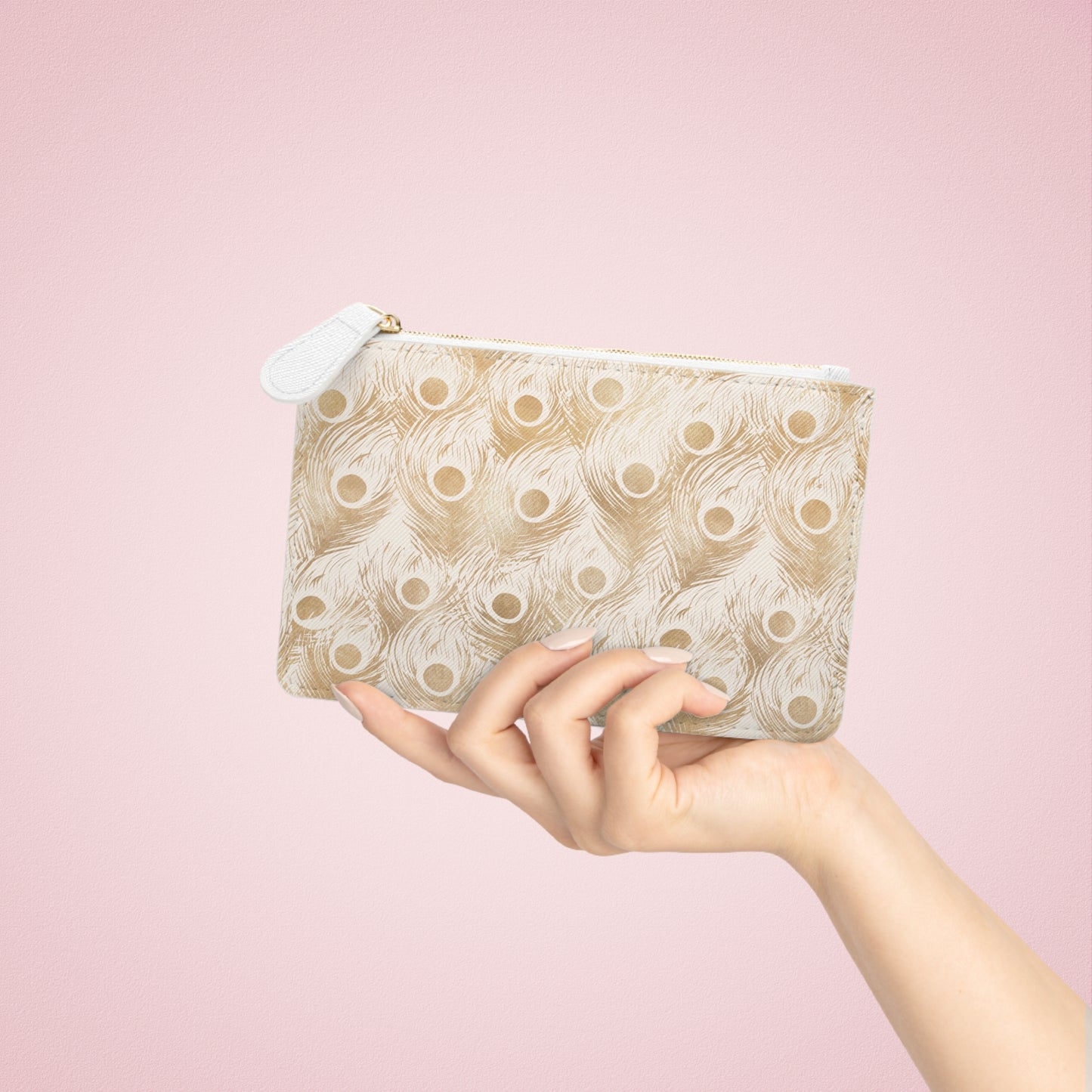 Collector's Vault: Golden Plume | Gold Feather-Patterned Mini Clutch Bag | Luxe Accent Piece for Elegant Evenings