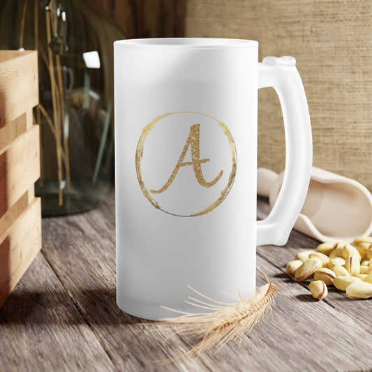 Letter A - Personalized 16oz Frosted Glass Mug – Stylish, Microwave & Dishwasher Safe Drinkware