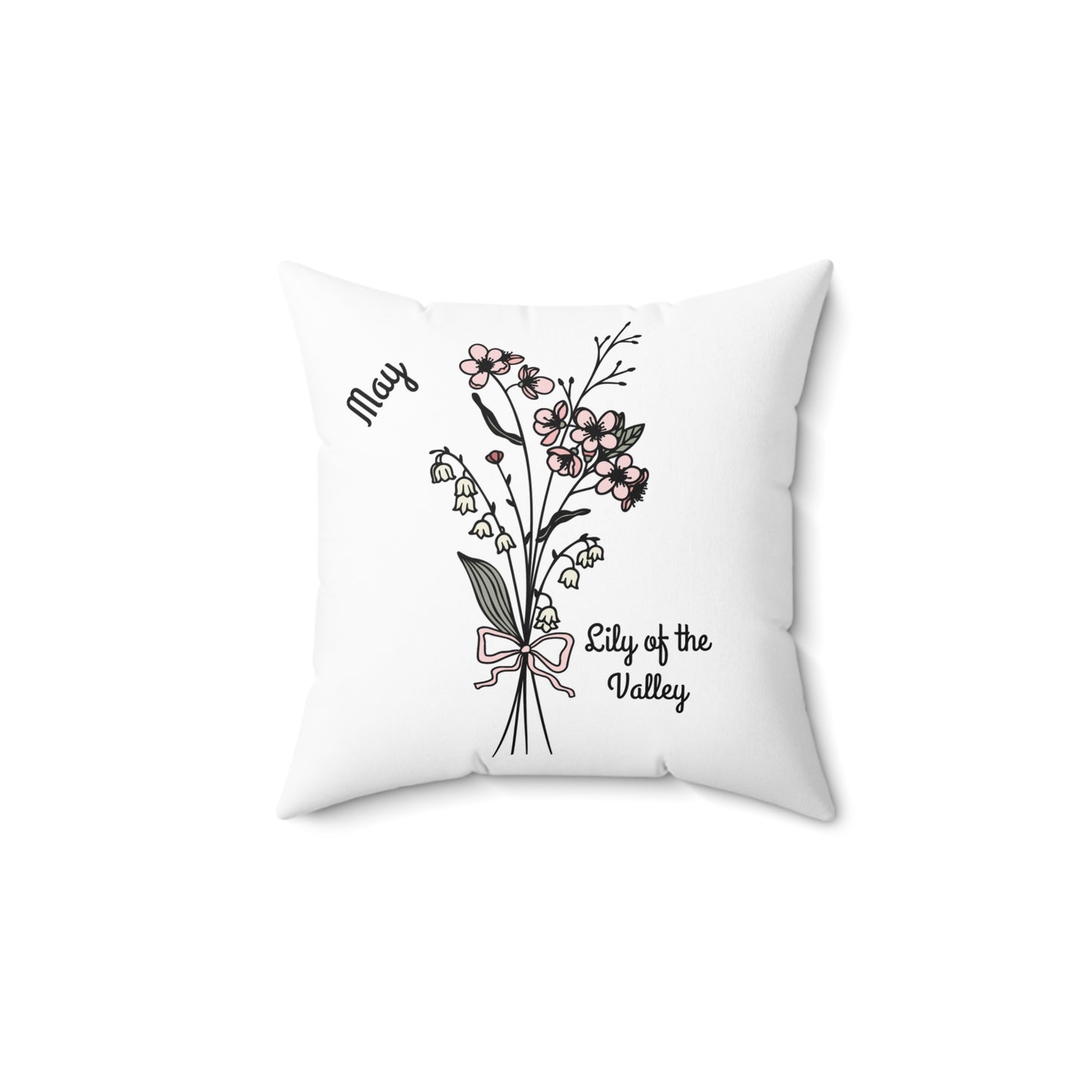 May Lily of the Valley Birth Flower - Custom Spun Polyester Square Pillow – Stylish Double-Sided Home Décor Accent for a Personalized Touch