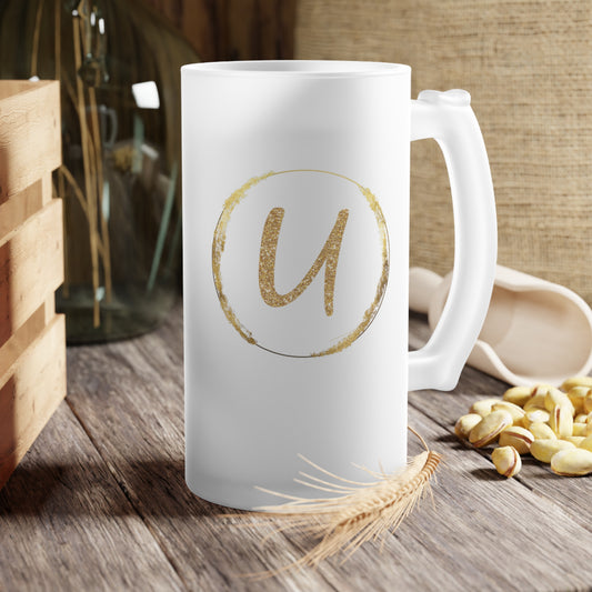 Letter U - Personalized 16oz Frosted Glass Mug – Stylish, Microwave & Dishwasher Safe Drinkware