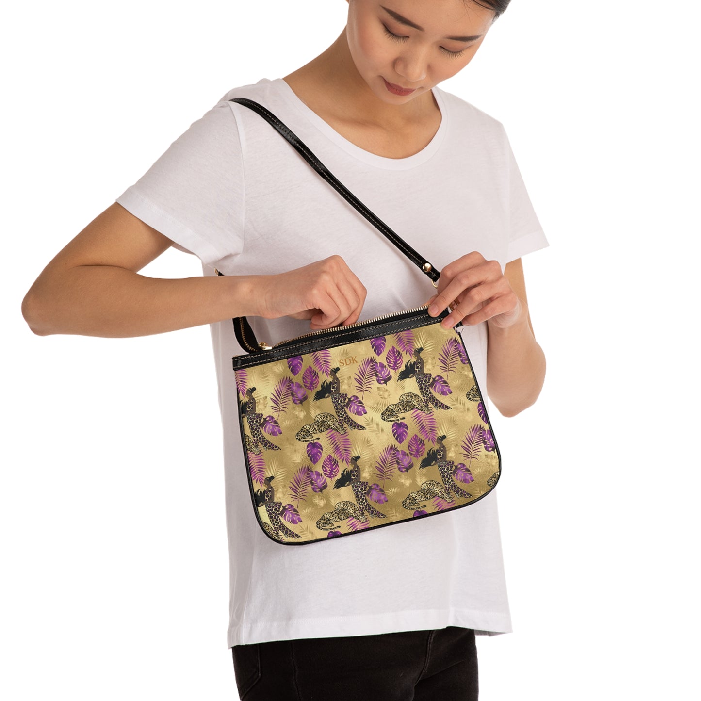 Vault Exclusive: Wild Majesty | Royal Purple and Gold Leopard Small Shoulder Bag | Bold Statement for Confident Fashionistas