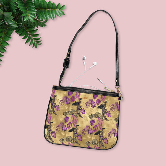 Vault Exclusive: Wild Majesty | Royal Purple and Gold Leopard Small Shoulder Bag | Bold Statement for Confident Fashionistas