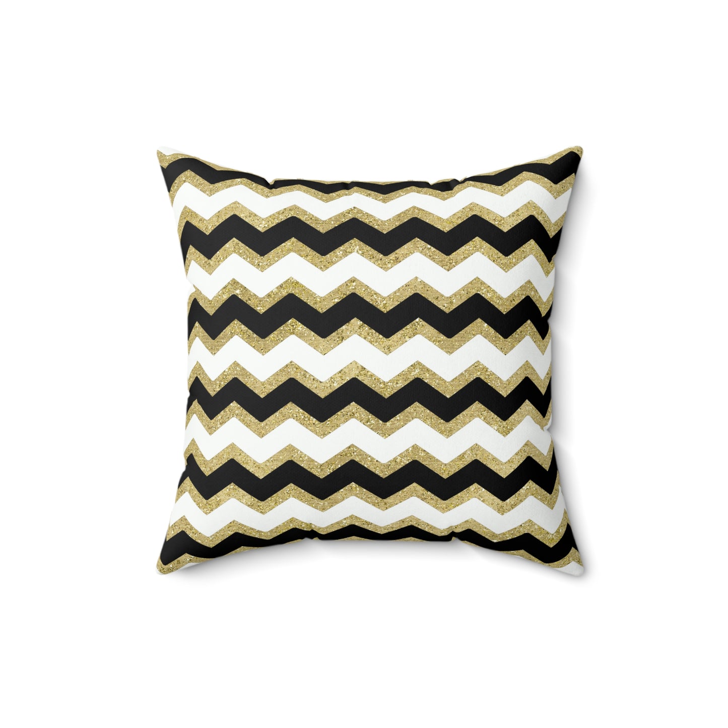 Gold Black Zigzag Custom Spun Polyester Square Pillow – Stylish Double-Sided Home Décor Accent for a Personalized Touch