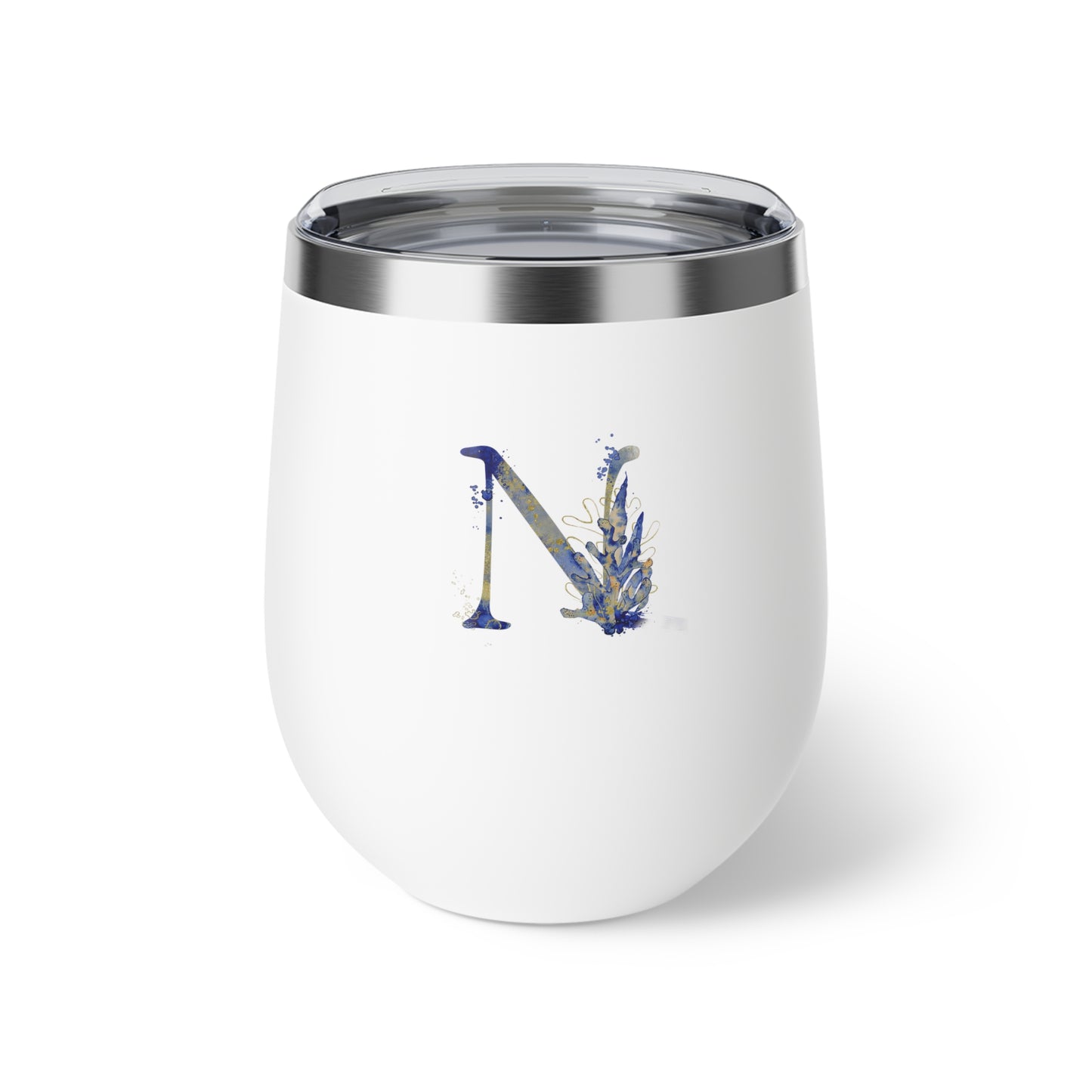 Letter N - Personalized "Under The Sea" Copper Vacuum Insulated Cup, 12 oz – Perfect for Weddings (High Color Saturation)