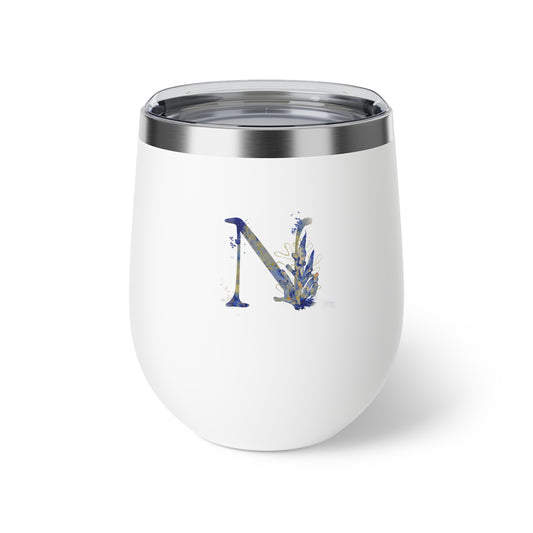 Letter N - Personalized "Under The Sea" Copper Vacuum Insulated Cup, 12 oz – Perfect for Weddings (High Color Saturation)