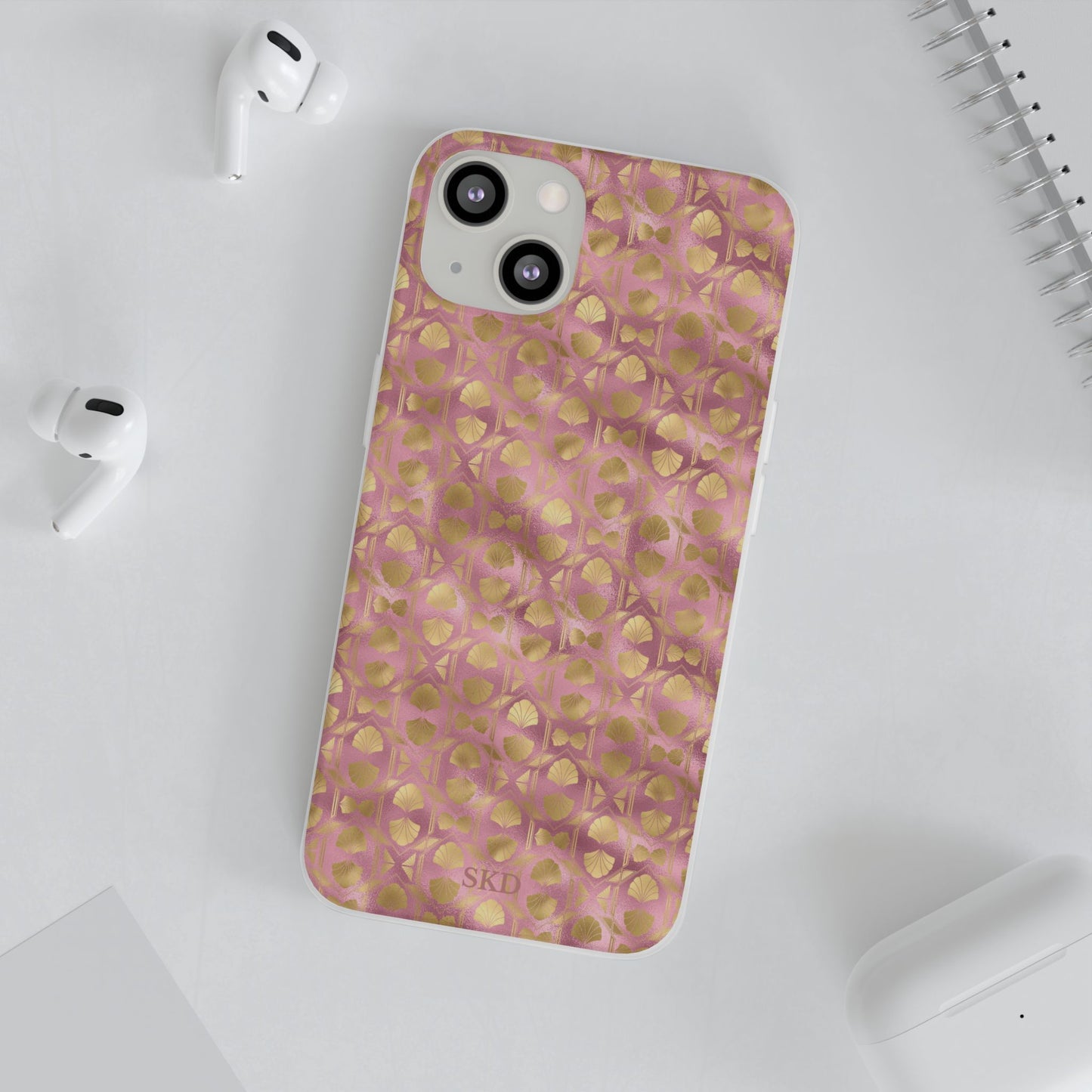 Collector's Vault: Blush Horizon | Soft, Pastel Pink & Gold iPhone Case | Shock-Absorbing TPU Protective Cover, Slim & Wireless Charging Compatible, All iPhone Sizes