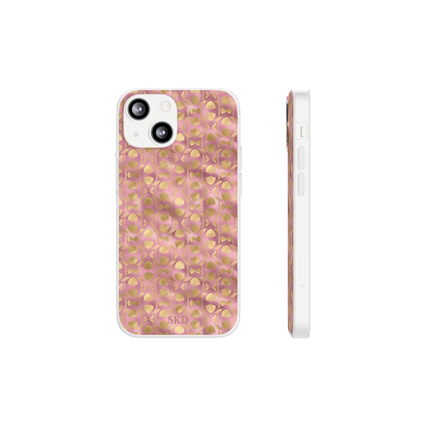 Collector's Vault: Blush Horizon | Soft, Pastel Pink & Gold iPhone Case | Shock-Absorbing TPU Protective Cover, Slim & Wireless Charging Compatible, All iPhone Sizes