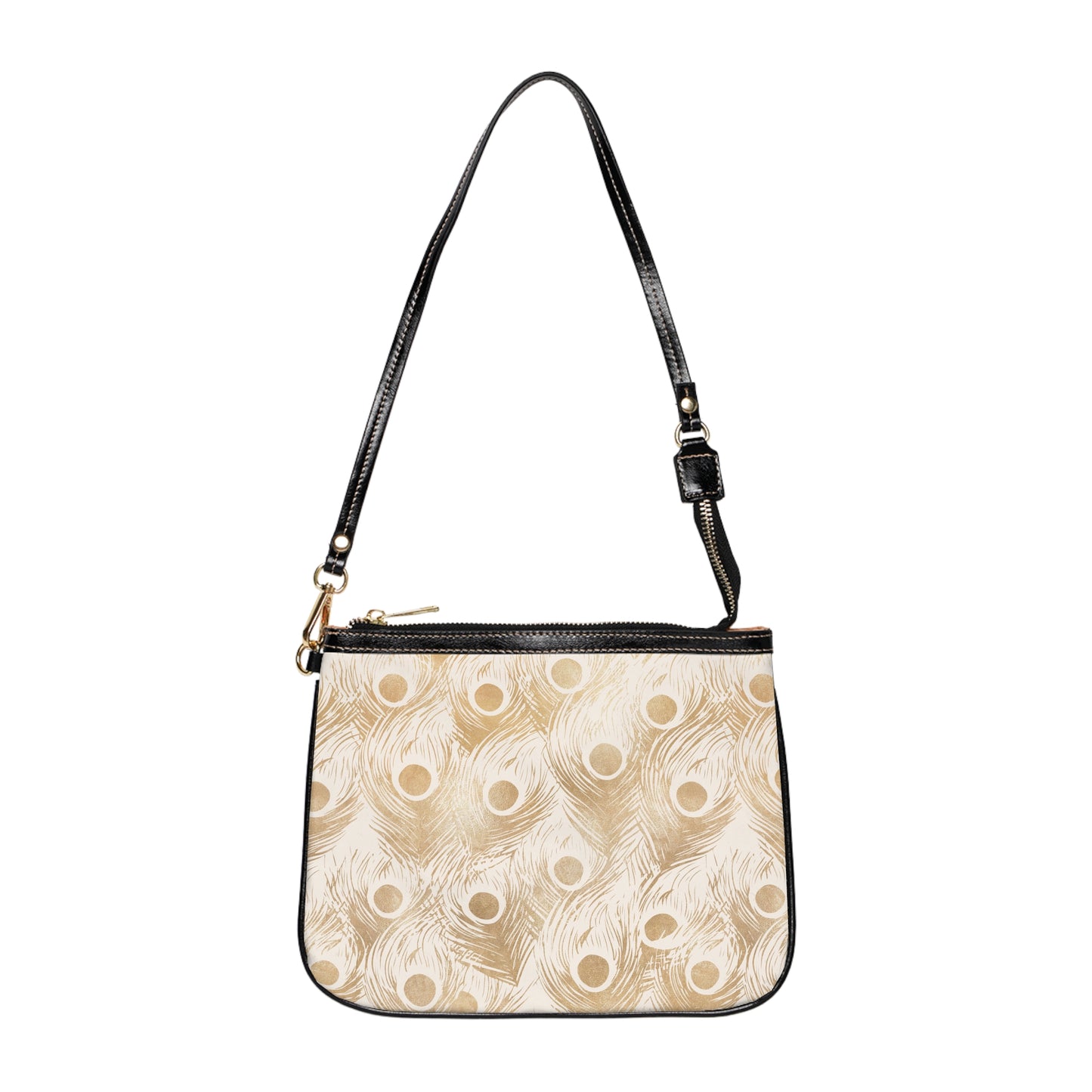 Vault Exclusive: Golden Plume | Gold Feather-Patterned Small Shoulder Bag | Luxe Accent Piece for Elegant Evenings