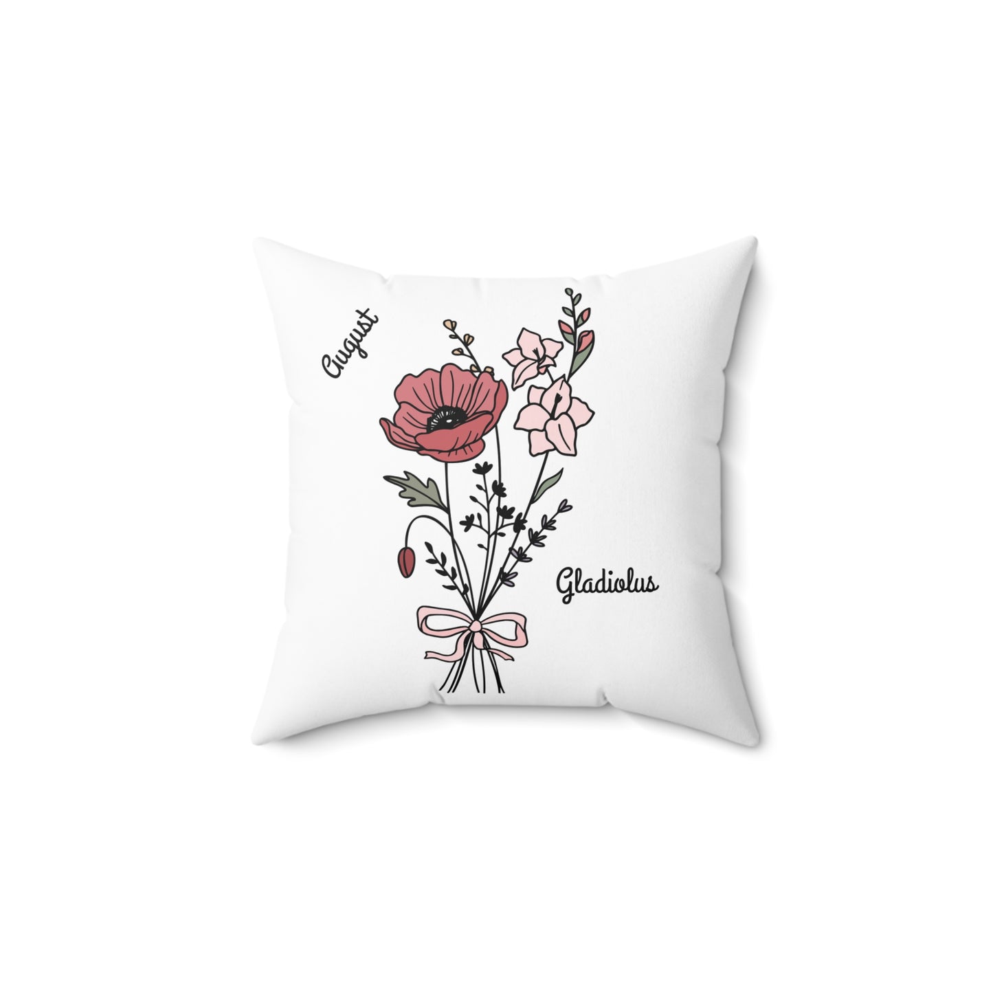 August Gladiolus Birth Flower - Custom Spun Polyester Square Pillow – Stylish Double-Sided Home Décor Accent for a Personalized Touch