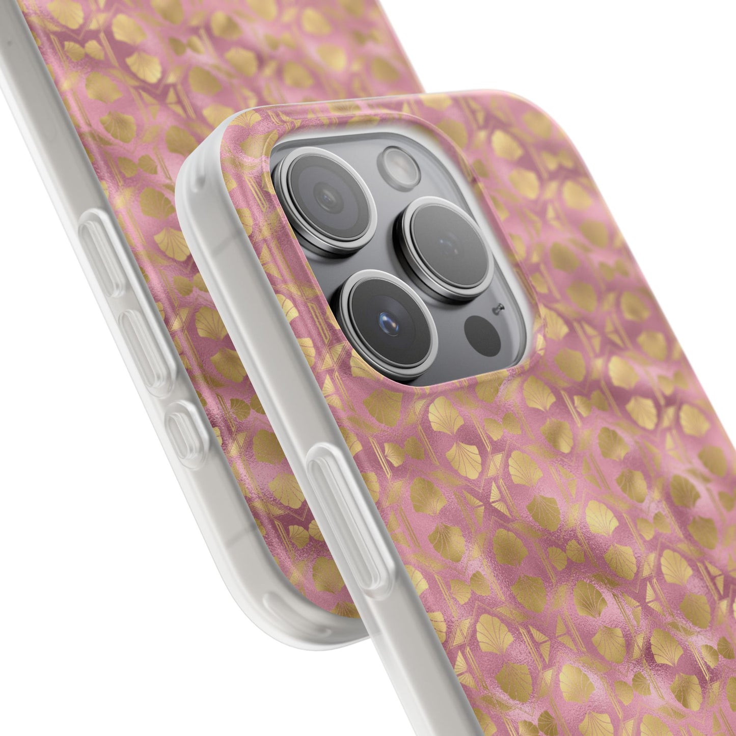 Collector's Vault: Blush Horizon | Soft, Pastel Pink & Gold iPhone Case | Shock-Absorbing TPU Protective Cover, Slim & Wireless Charging Compatible, All iPhone Sizes