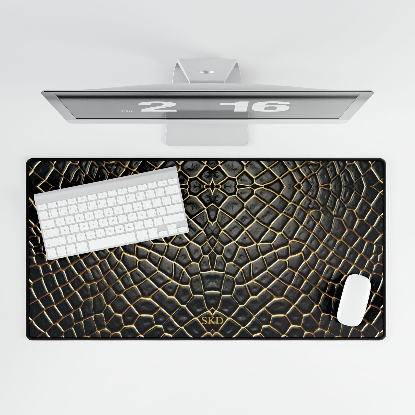 LIMITED EDITION: Obsidian Venom | Stiking Black & Gold Faux Snake Computer Desk Mat | Non-Slip Rubber Base, Smooth Surface for Home Office, Gaming & Creative Spaces